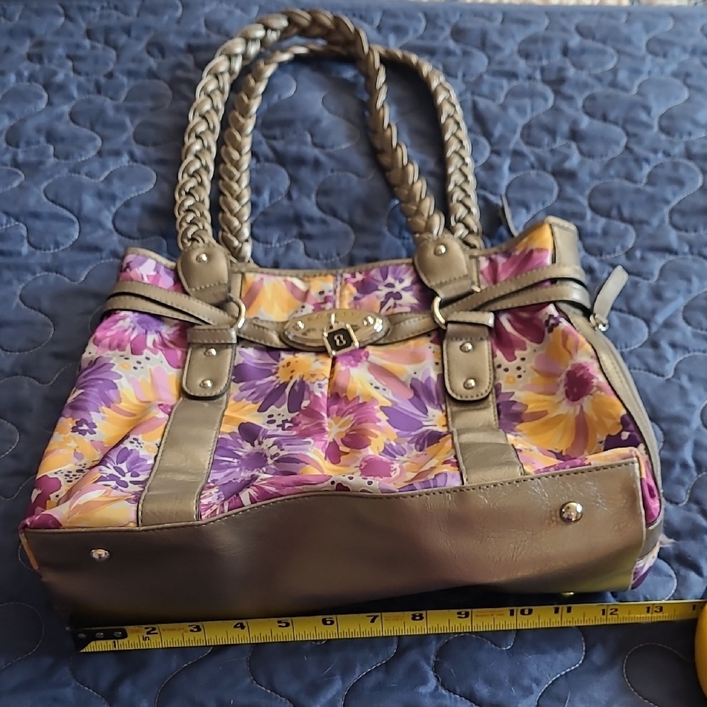 Rosetti Purple and Yellow Shoulder Bag with Floral Design